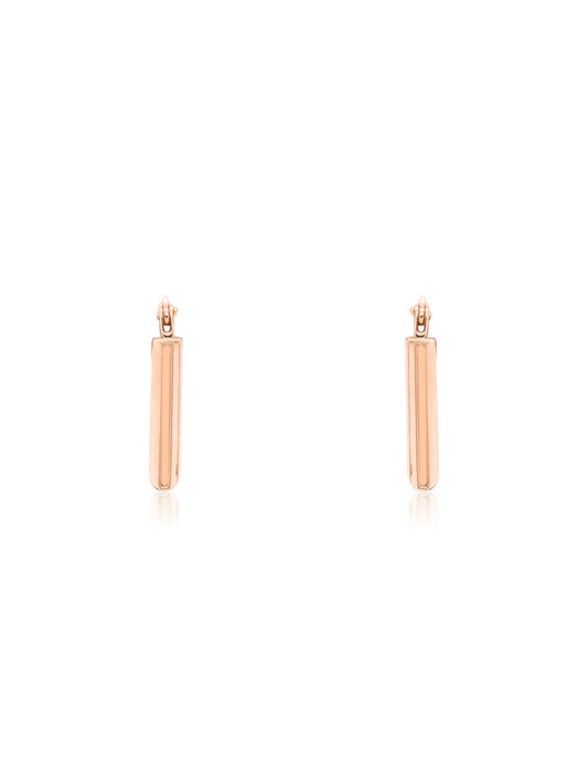 Plain Oblong Hoop Earrings in 9 Carat Rose Gold, 15mm