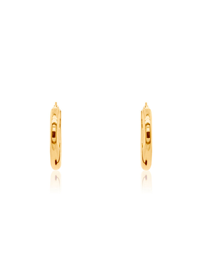 Plain Tubular Hoop Earrings in 9 Carat Yellow Gold, 15x3mm