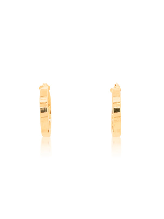 Square Plain Hoop Earrings in 9 Carats Yellow Gold, 15x3mm