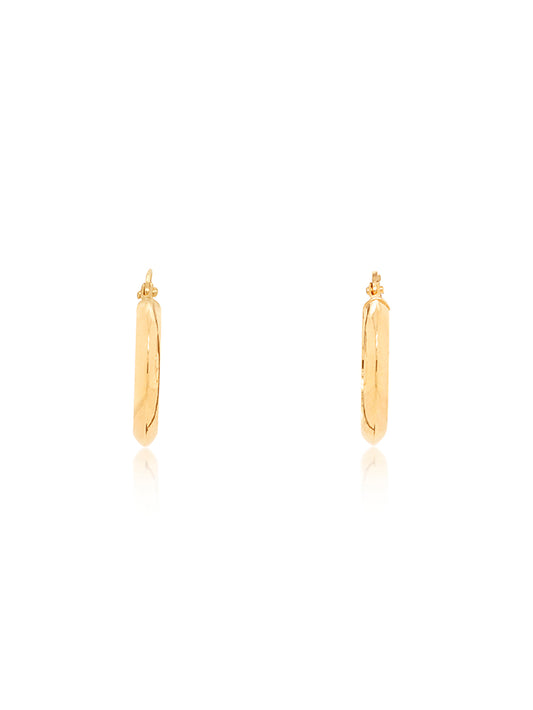 Convex Hoop Earrings in 9 Carat Yellow Gold, 15mm