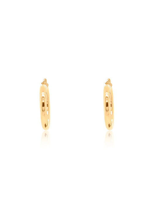 Plain Tubular Hoops in 9 Carat Yellow Gold, 20x4mm