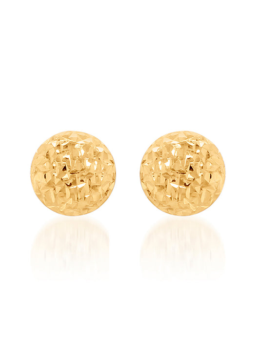 Diamond Cut Button Stud Earrings in 9 Carat Yellow Gold