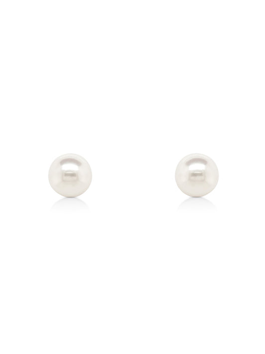 Akoya Pearl Studs, sterling silver, 5.5x6mm