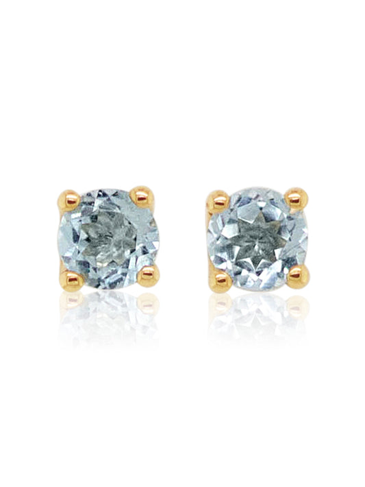 Four Claw RBC Blue Topaz Studs, 9K Yellow Gold