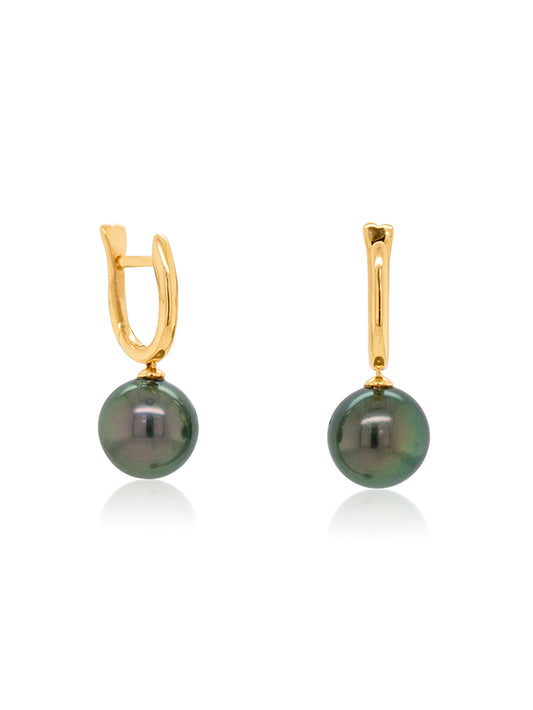 Tahitian Pearl Huggies, 9K Yellow Gold, 11mm