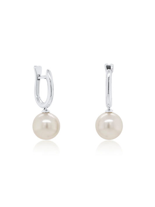 Akoya Cultured Pearl Huggies, 9K White Gold, 8.5-9mm