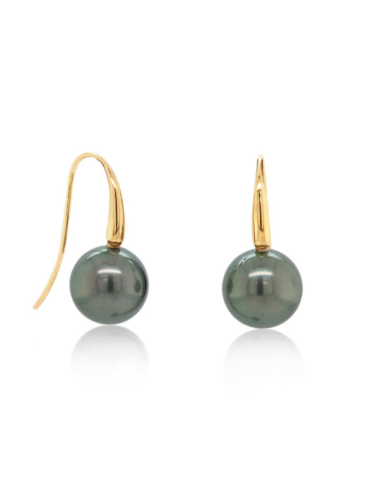 Tahitian Pearl Drops, 9 Carat Yellow Gold, 11mm