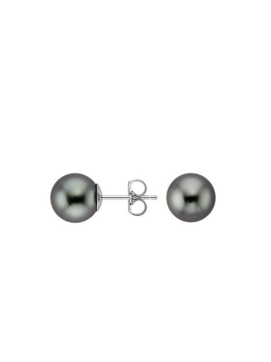 Tahitian Pearl Studs, 9 Carat White Gold, 13mm