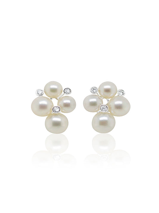 Akoya Pearl & Diamond stud earrings