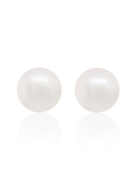 Tahitian Pearl Stud Earrings 8-9mm in 18 Carat White Gold