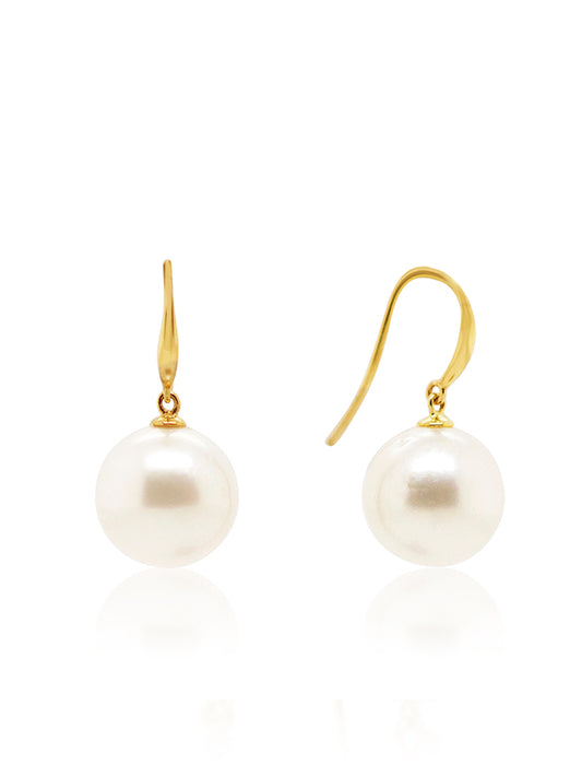 South Sea Pearl Drops, 9K Yellow Gold