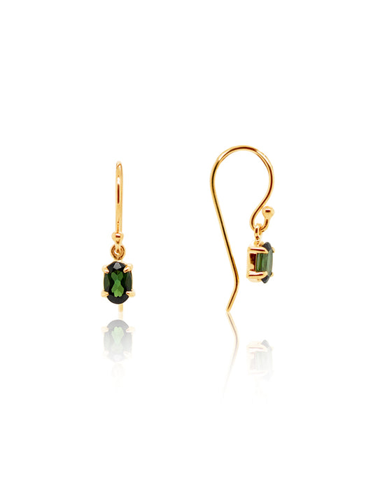 Green Tourmaline Drops in 9 Carat Yellow Gold