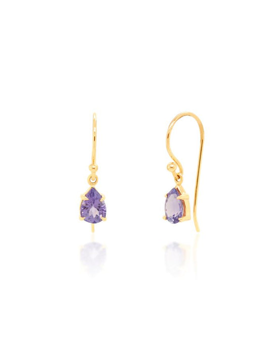 Pear Tanzanite Drops in 9 Carat Yellow Gold