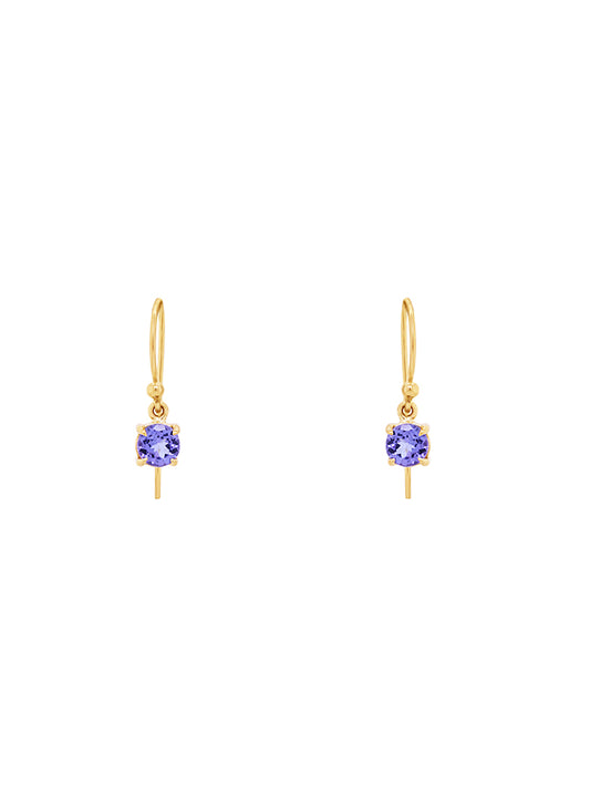 Round Tanzanite Drops in 9 Carat Yellow Gold