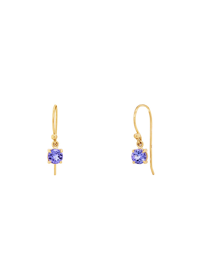 Round Tanzanite Drops in 9 Carat Yellow Gold