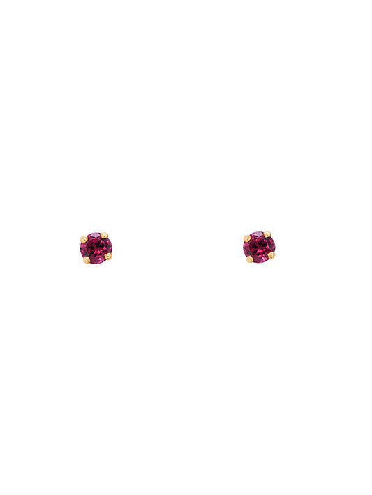 Rhodolite Garnet Earring in 9 Carat Yellow Gold Studs