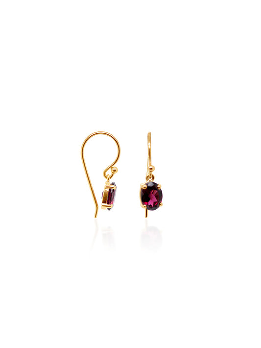 Rhodolite Garnet Earrings in 9 Carat Yellow Gold.