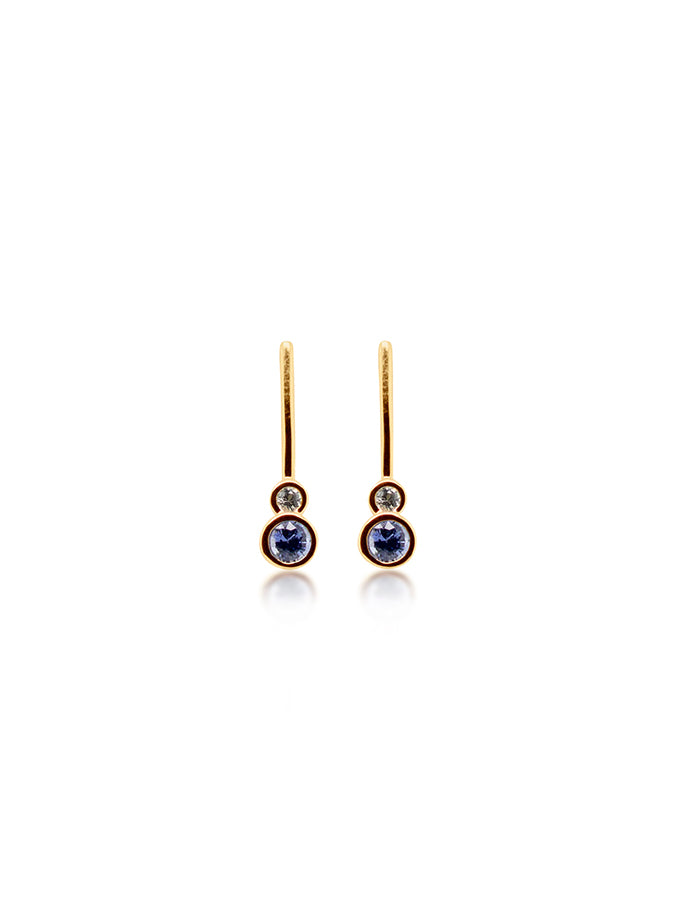 Ceylon Sapphire Drop Earrings in 9 Carat Yellow Gold