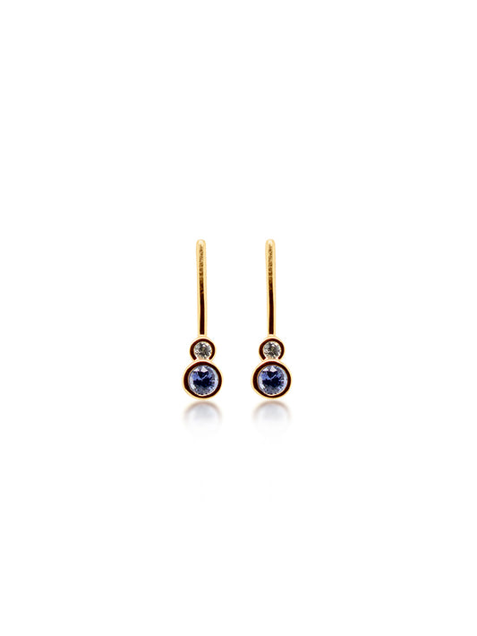 Ceylon Sapphire Drop Earrings in 9 Carat Yellow Gold