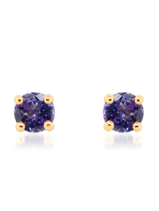 Round Tanzanite Studs in 9 Carat Yellow Gold