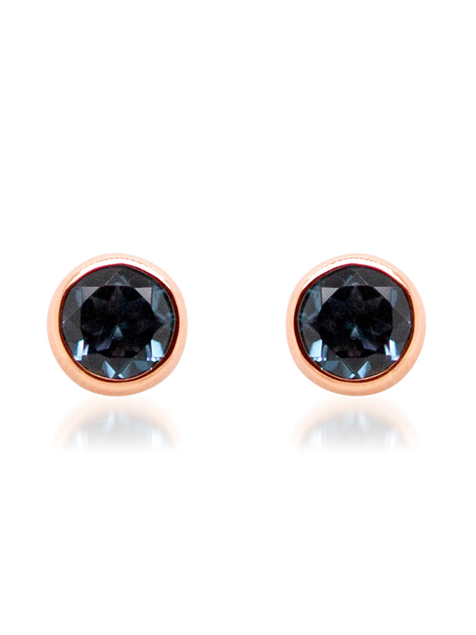 London Blue Topaz Studs Earrings in 9 Carat Rose Gold