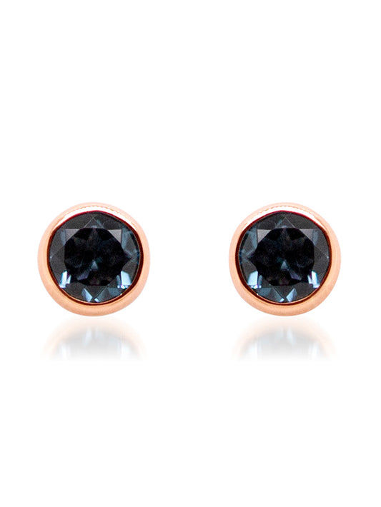 London Blue Topaz Studs Earrings in 9 Carat Rose Gold