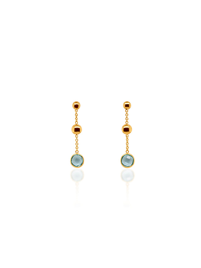 Sky Blue Topaz Drop Earrings set in 9K Yellow Gold