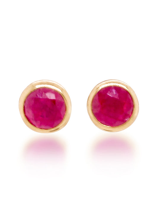 Ruby Stud Earrings 3.7mm, 9K Yellow Gold