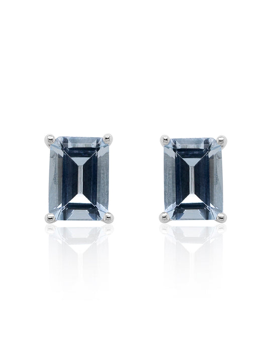 5x7mm, 1.59 Carat Aquamarine Stud Earrings in 18 Carat White Gold