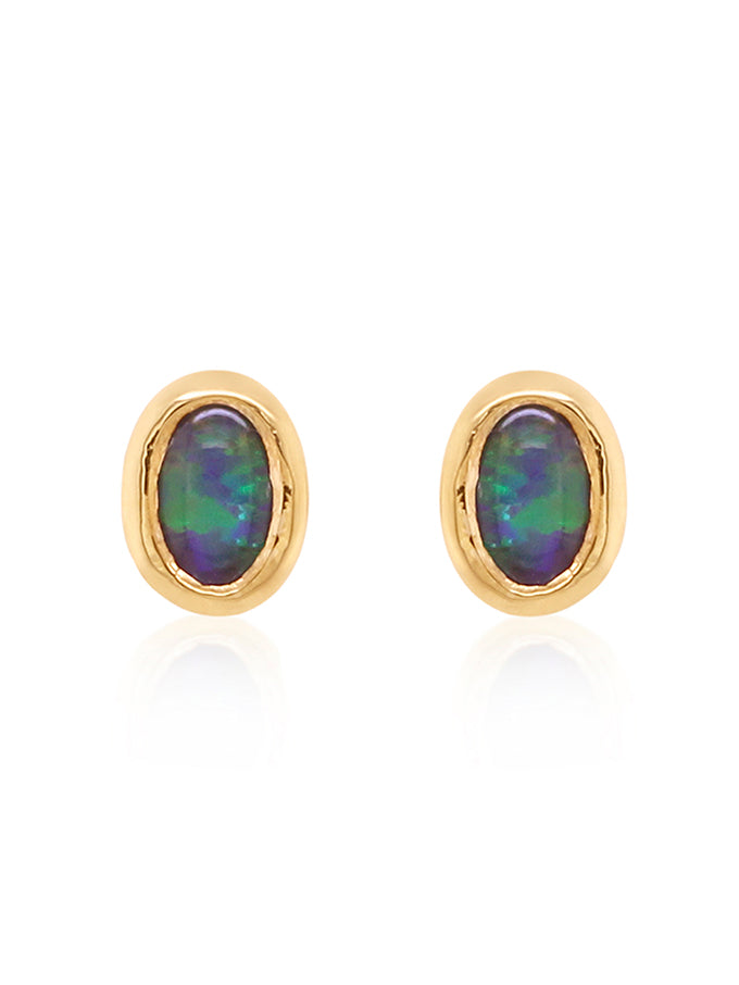 Triplet Opal Earrings, 9 Carat Yellow Gold