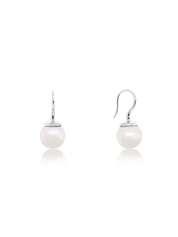 11 mm South Sea Pearl Shephed Hook Earrings in 9 Carat White Gold