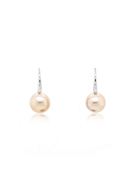 Golden South Sea Pearl Drops in 9 Carat White Gold, 11mm
