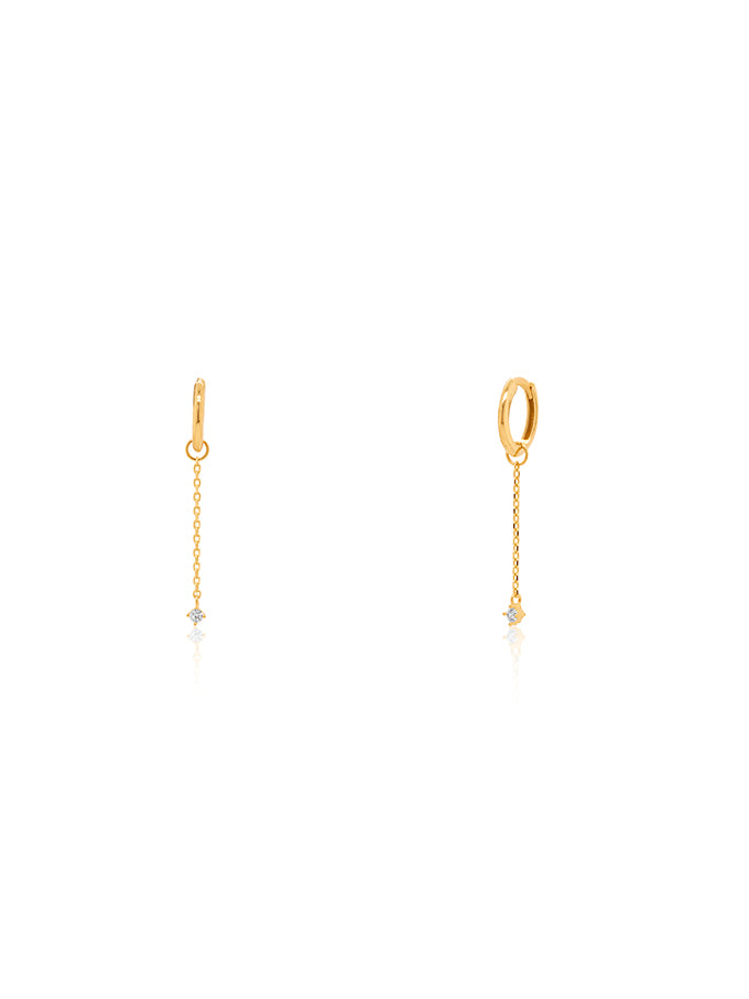 Cubiz Cerconia Chain Drop from 9 Carat Yellow Gold Huggies