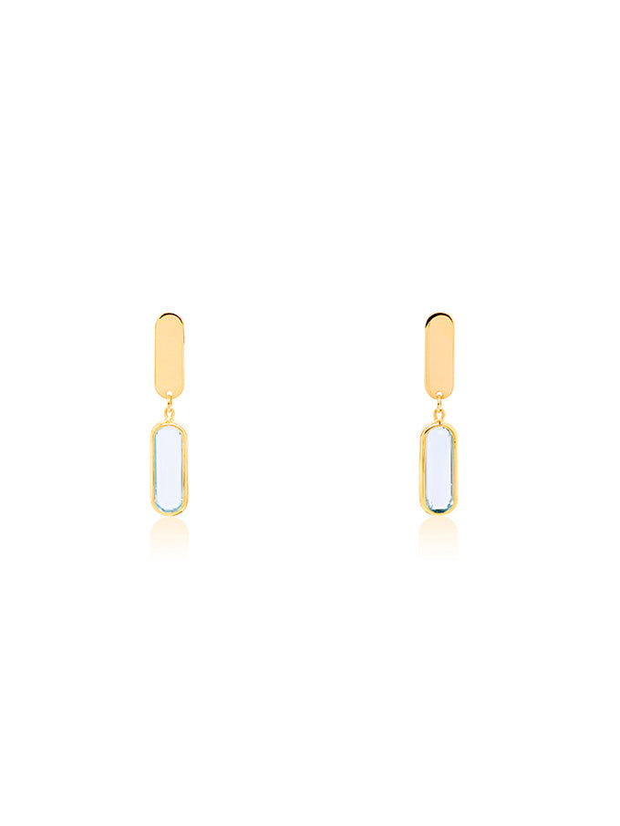 Blue Stone Set Drop Earrings in 9 Carat Yellow Gold