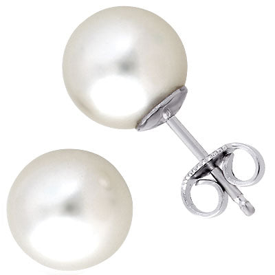 Akoya Cultured Pearl Studs, 18K White Gold, 8.5-9mm