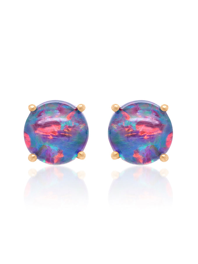 Opal Triplet Stud Earrings in 9 Carat Yellow Gold