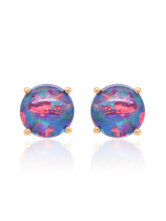 Opal Triplet Stud Earrings, 9K Yellow Gold