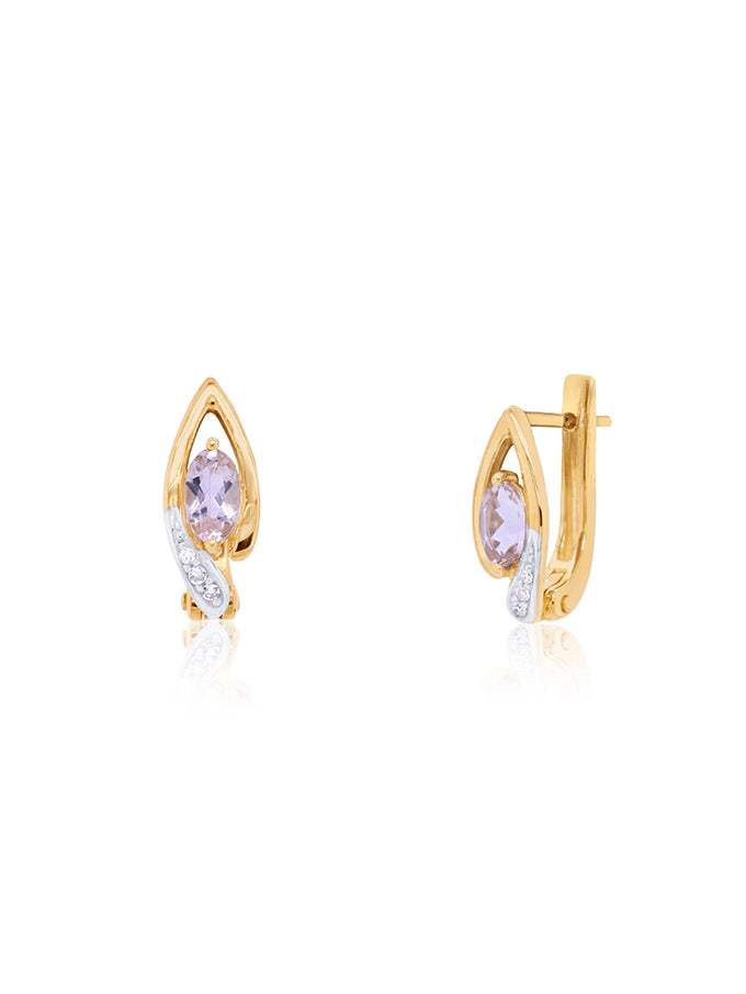 Morganite & Diamond Earrings in 9 Carat Yellow Gold