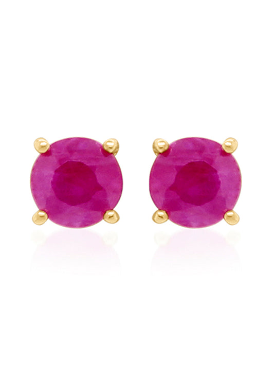 Ruby Stud Earrings, 9K Yellow Gold