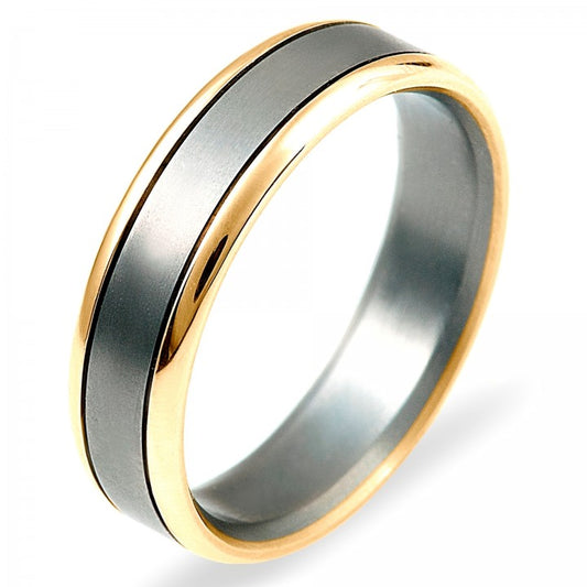 Dora 9K YG & Titanium Wedding Ring, (large range)