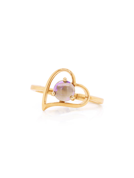 6mm Round Solid Opal Ring in 9 Carat Yellow Gold