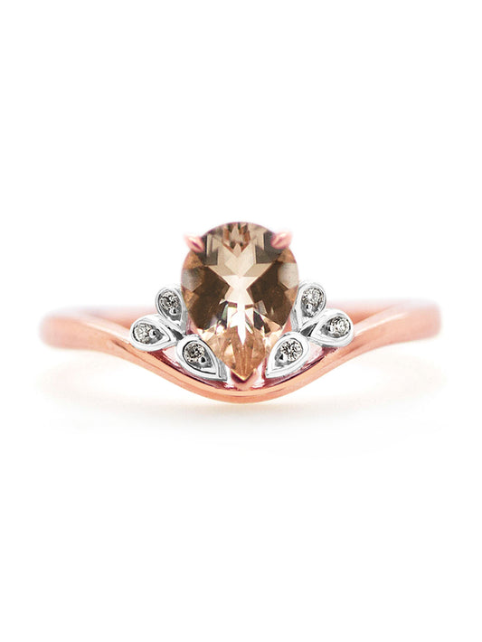 Exotic Morganite & Diamond Ring, 9K Rose Gold