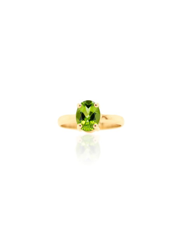 Oval Peridot Ring, 9K Yellow Gold