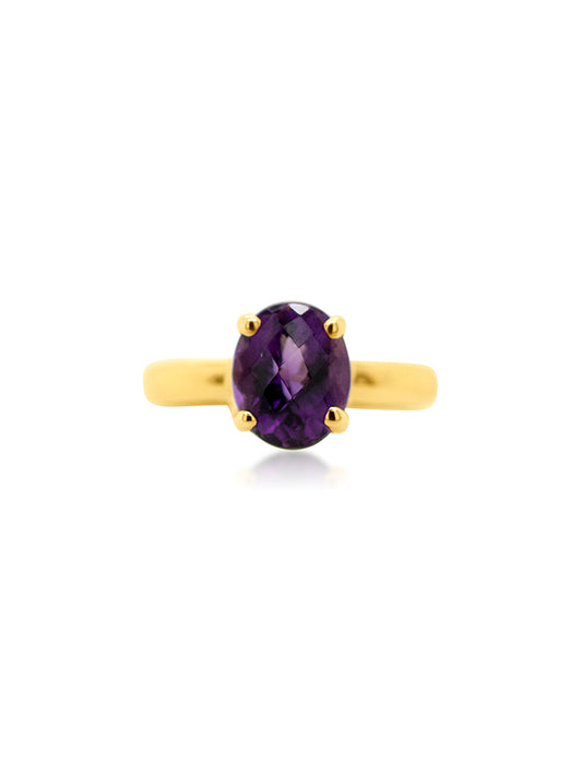 Oval Amethyst Ring, 9K Yellow Gold