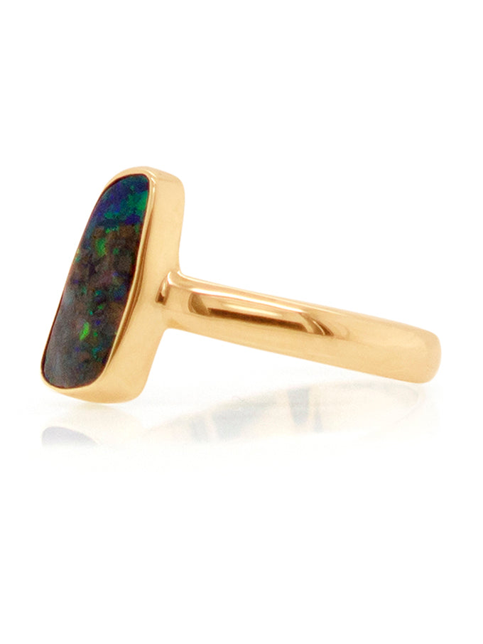 Boulder Opal Set Ring, 9 Carat Yellow Gold