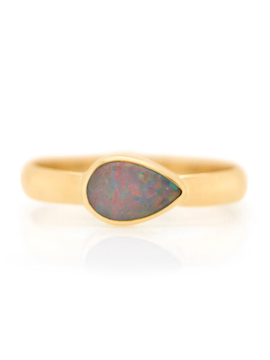 Solid Opal Ring, 9 Carat Yellow Gold.
