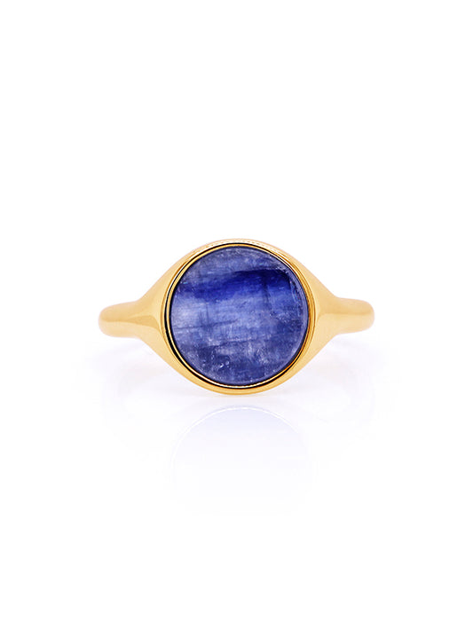 Kyanite 10mm Round Gents Ring in 9 Carat Yellow Gold