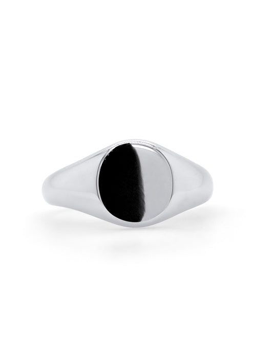 Polished Round Signet Ring in Sterling Silver