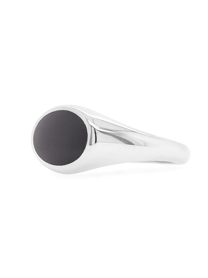 Oval Onyx Cabochon Ring in Sterling Silver