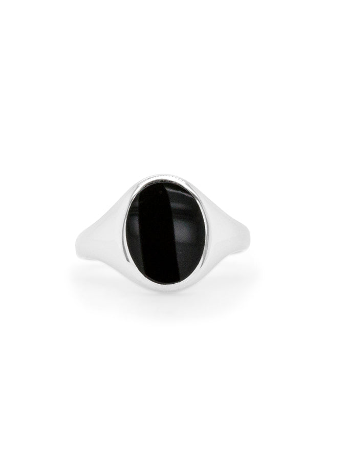 Onyx Oval Signet ring, ss